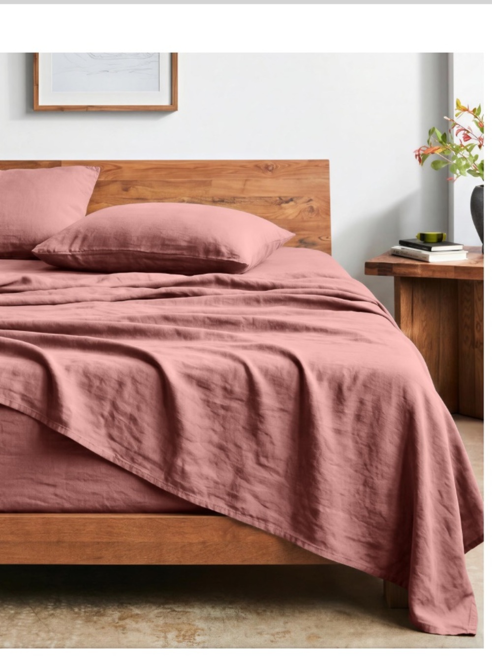 TWIN XL Sheet Set 100% Washed Microfiber - DUSTY ROSE - Picture 3 of 9